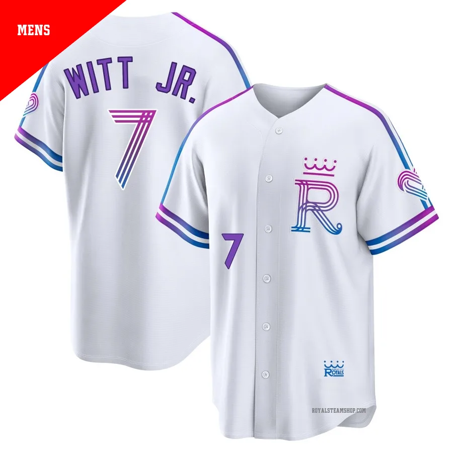 Men's Kansas City Royals ＃7 Bobby Witt Jr. White Limited 2026 City Connect Stadium Jersey