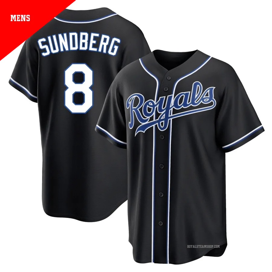 Men's Kansas City Royals ＃8 Jim Sundberg Black Replica Fashion Out Jersey