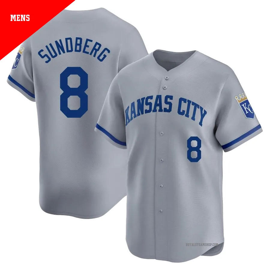 Men's Kansas City Royals ＃8 Jim Sundberg Gray Limited Away Jersey
