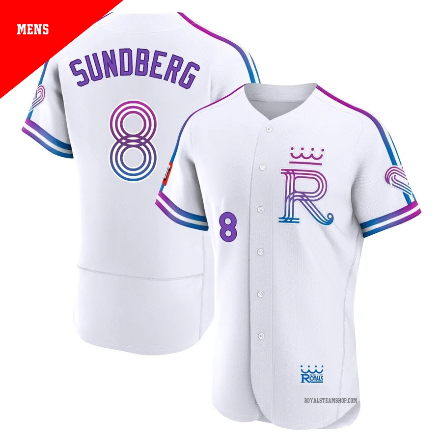 Men's Kansas City Royals ＃8 Jim Sundberg White Authentic 2026 City Connect Stadium Jersey