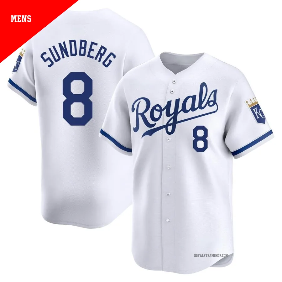 Men's Kansas City Royals ＃8 Jim Sundberg White Limited Home Jersey