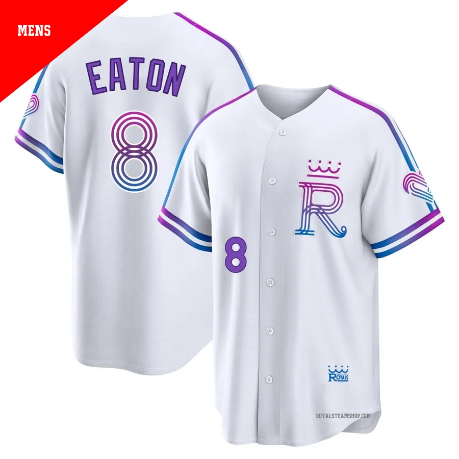Men's Kansas City Royals ＃8 Nathan Eaton White Limited 2026 City Connect Stadium Jersey