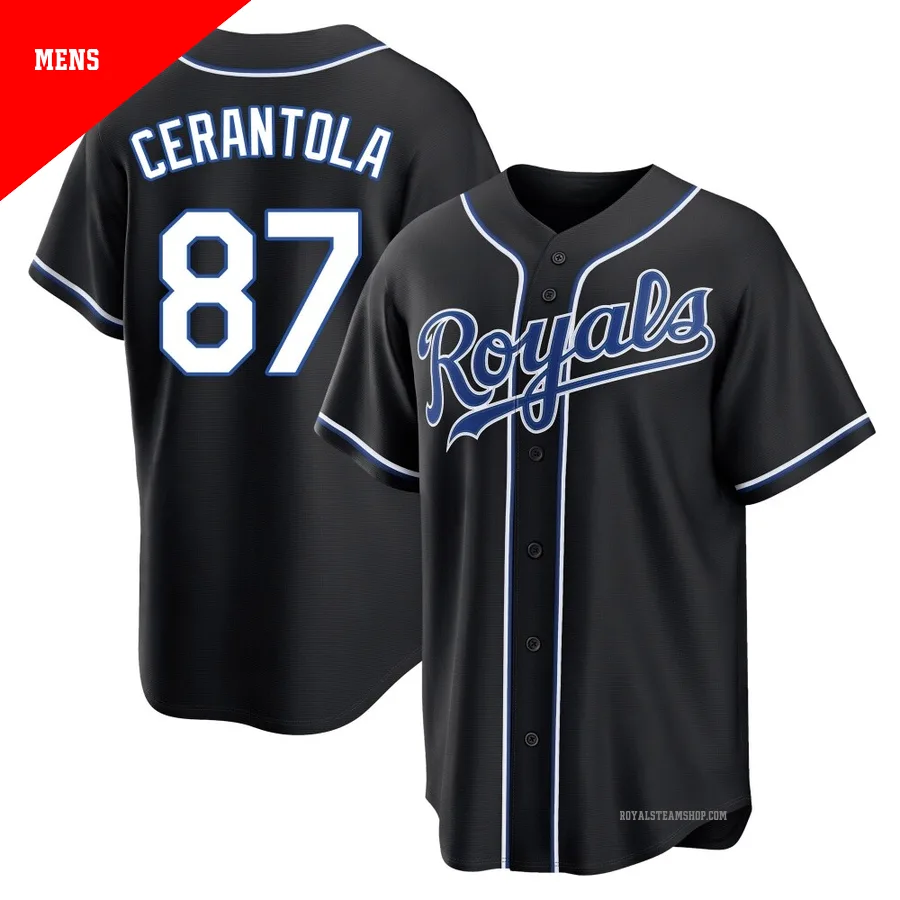 Men's Kansas City Royals ＃87 Eric Cerantola Black Replica Fashion Out Jersey