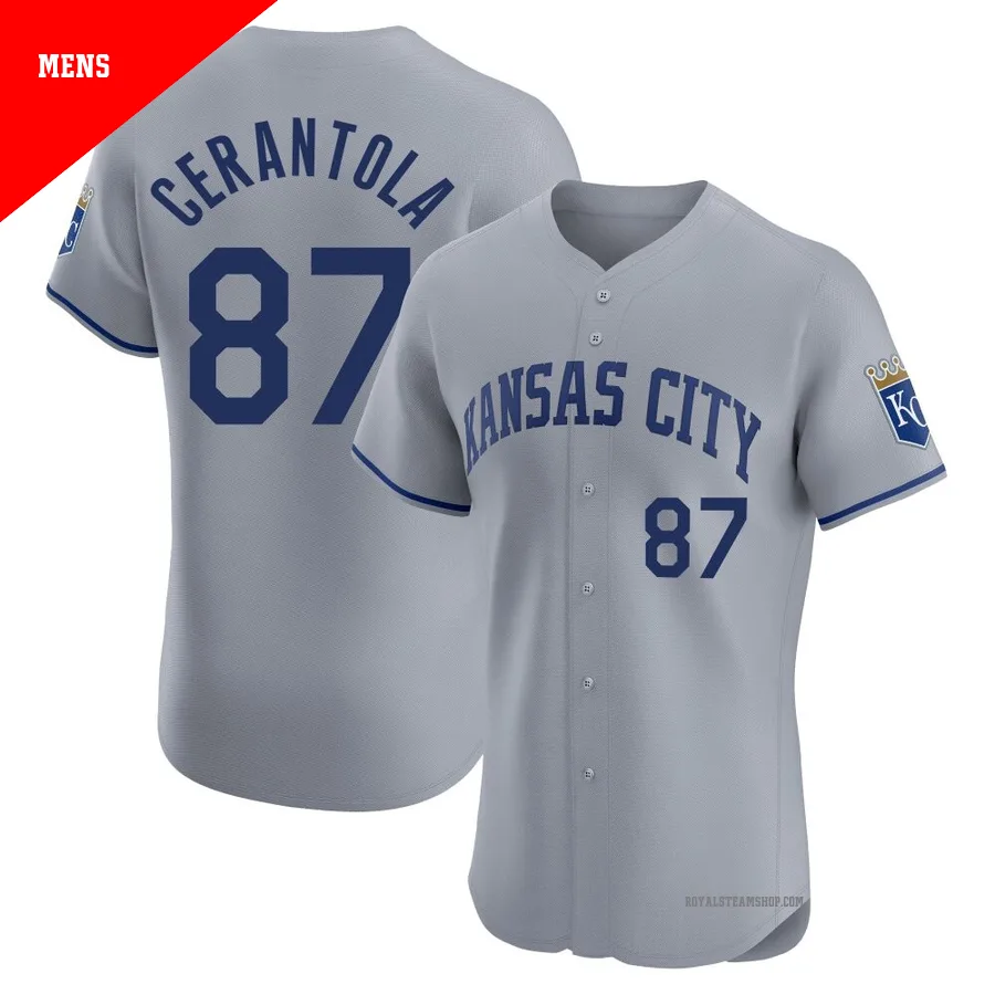 Men's Kansas City Royals ＃87 Eric Cerantola Gray Elite Road Jersey