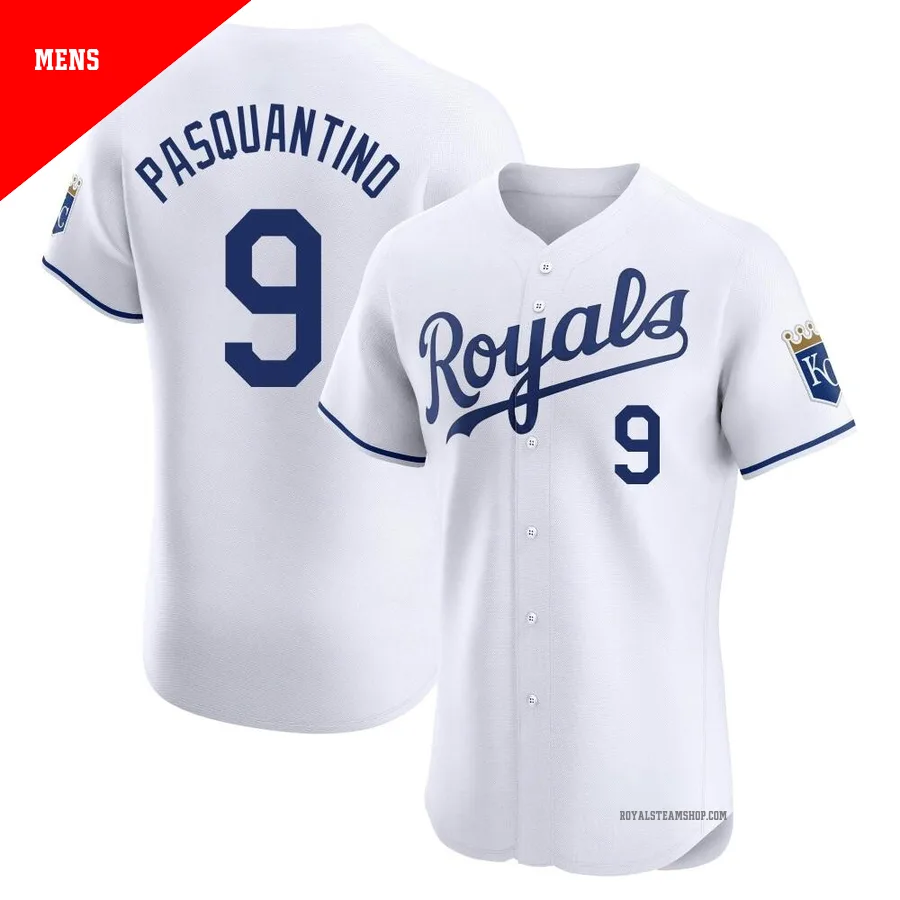 Men's Kansas City Royals ＃9 Vinnie Pasquantino White Elite Home Jersey