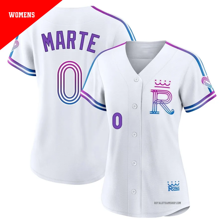 Women's Kansas City Royals ＃0 Starling Marte White Authentic 2026 City Connect Stadium Jersey