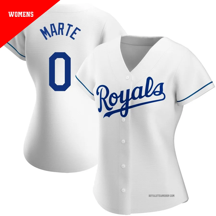 Women's Kansas City Royals ＃0 Starling Marte White Authentic Home Jersey