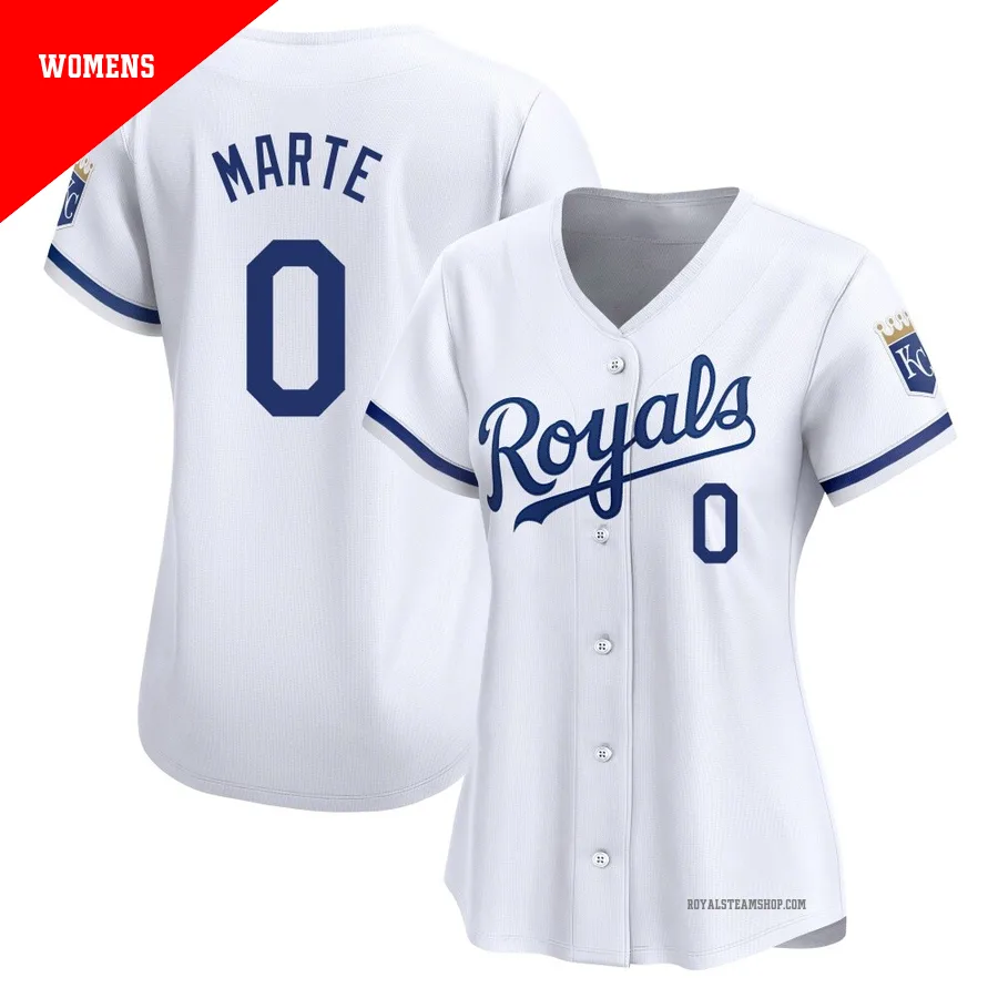 Women's Kansas City Royals ＃0 Starling Marte White Limited Home Jersey