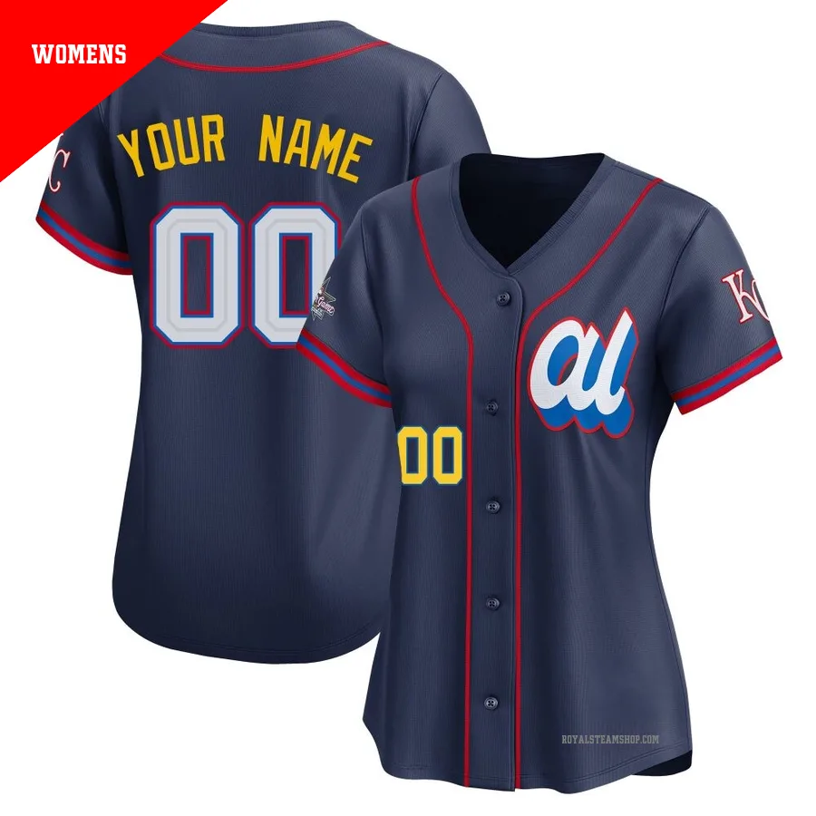 Women's Kansas City Royals ＃00 Custom Navy Limited American League 2025 All-Star Edition Jersey