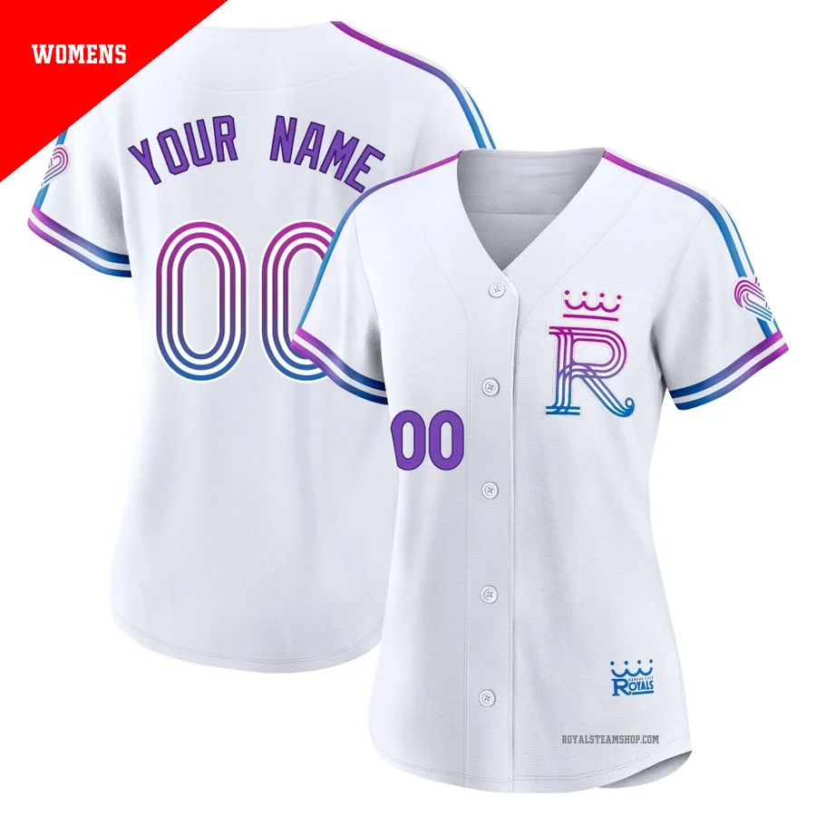 Women's Kansas City Royals ＃00 Custom White Authentic 2026 City Connect Stadium Jersey