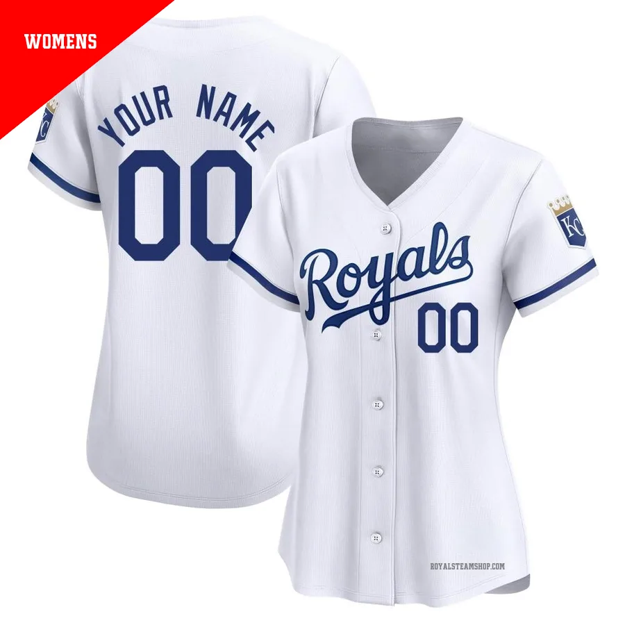 Women's Kansas City Royals ＃00 Custom White Limited Home Jersey
