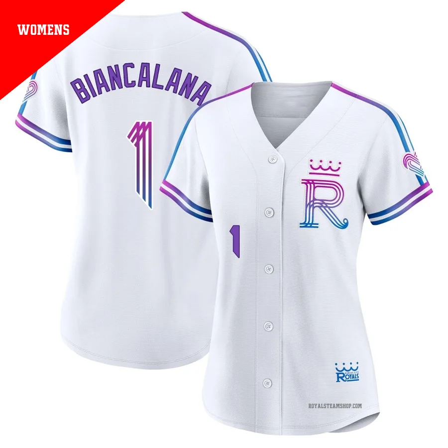 Women's Kansas City Royals ＃1 Buddy Biancalana White Authentic 2026 City Connect Stadium Jersey