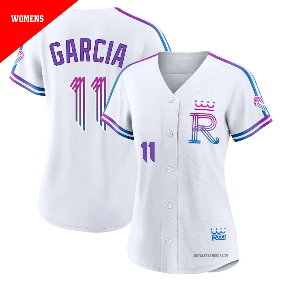Women's Kansas City Royals ＃11 Maikel Garcia White Authentic 2026 City Connect Stadium Jersey