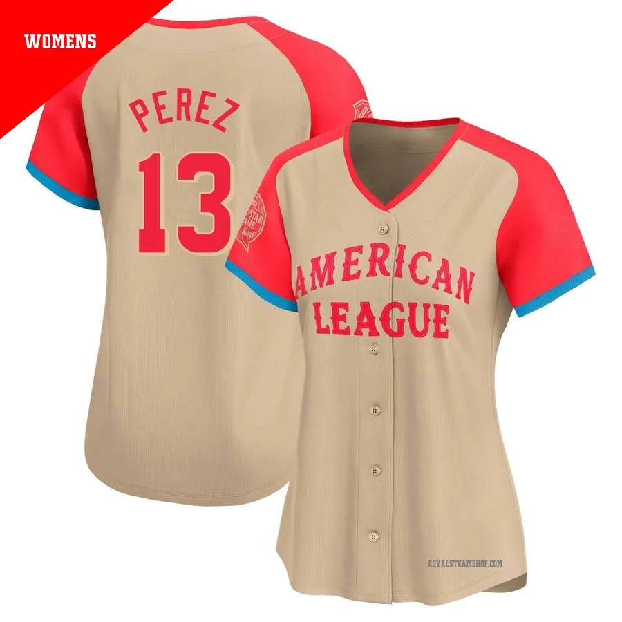 Women's Kansas City Royals ＃13 Salvador Perez Cream Limited American League 2024 All-Star Game Jersey