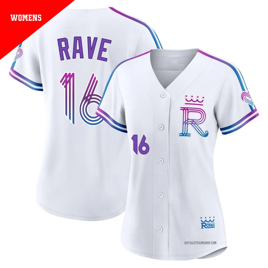 Women's Kansas City Royals ＃16 John Rave White Authentic 2026 City Connect Stadium Jersey