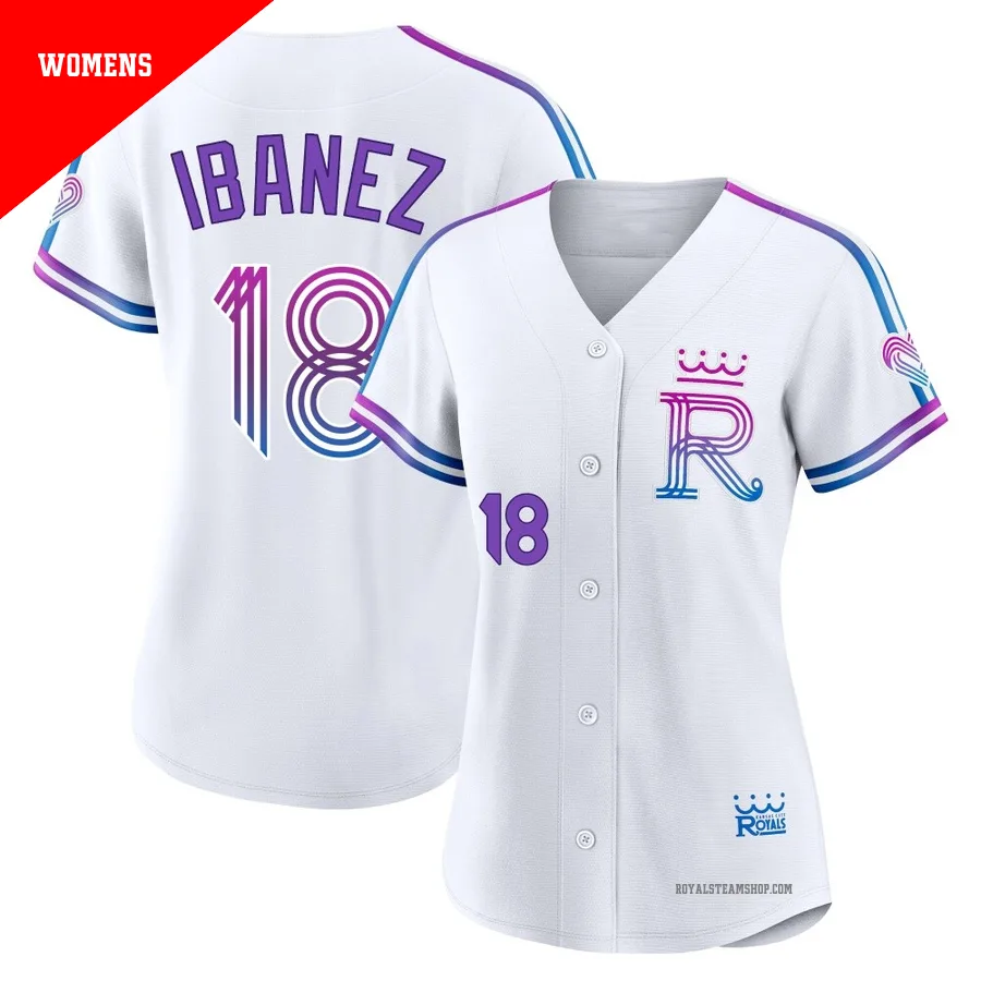 Women's Kansas City Royals ＃18 Raul Ibanez White Authentic 2026 City Connect Stadium Jersey