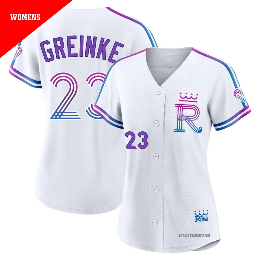 Women's Kansas City Royals ＃23 Zack Greinke White Authentic 2026 City Connect Stadium Jersey
