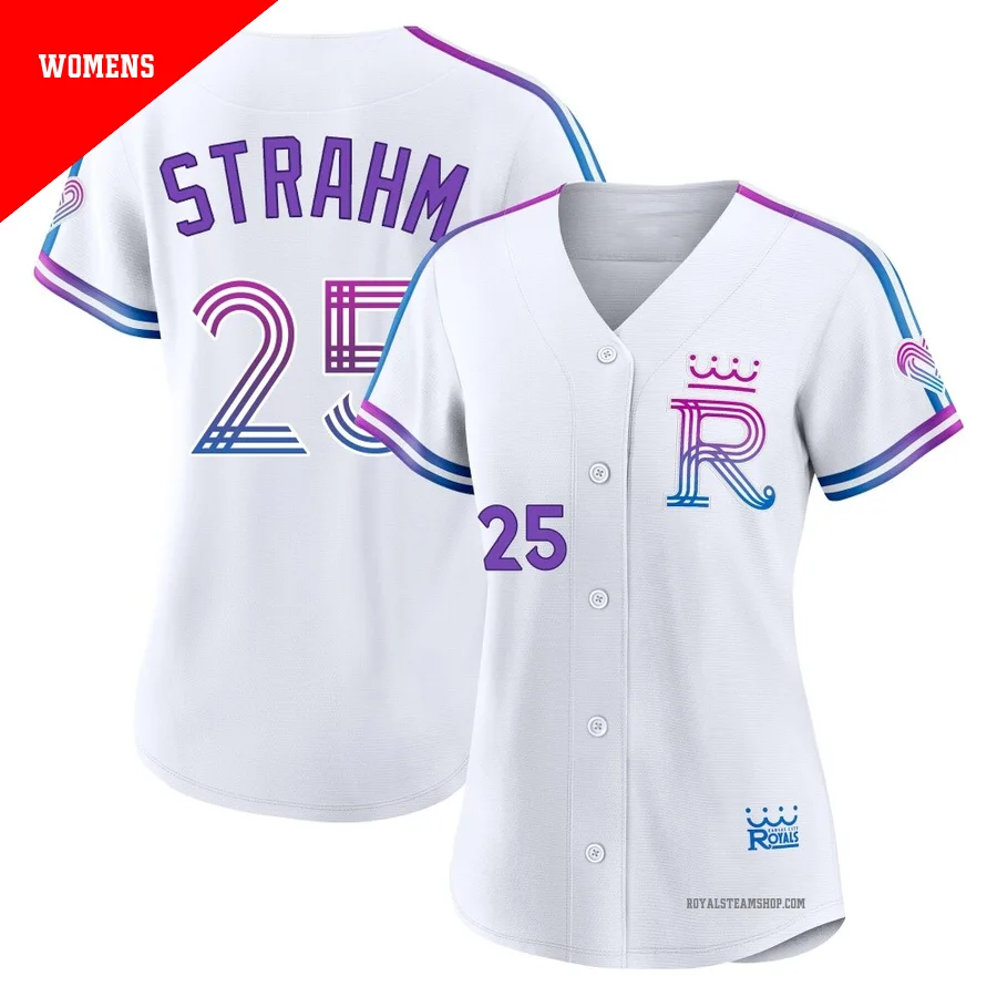 Women's Kansas City Royals ＃25 Matt Strahm White Authentic 2026 City Connect Stadium Jersey