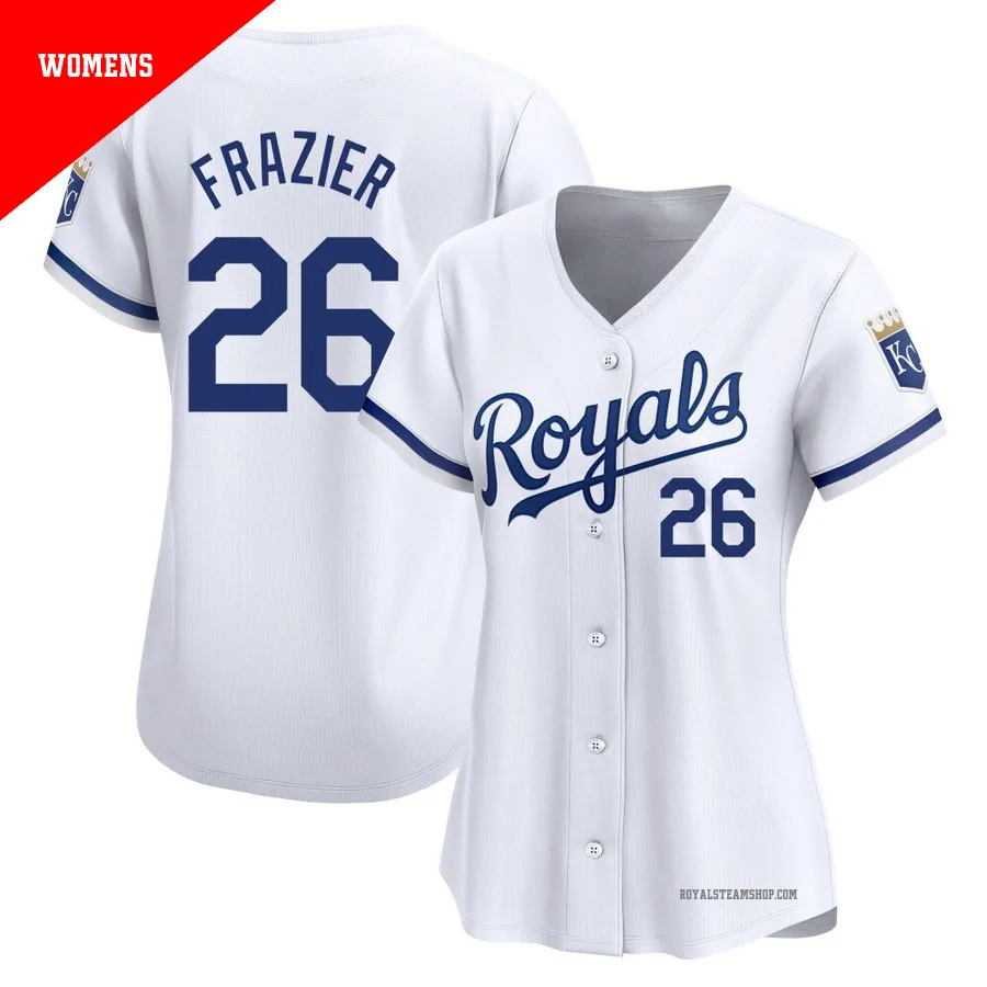 Women's Kansas City Royals ＃26 Adam Frazier White Limited Home Jersey