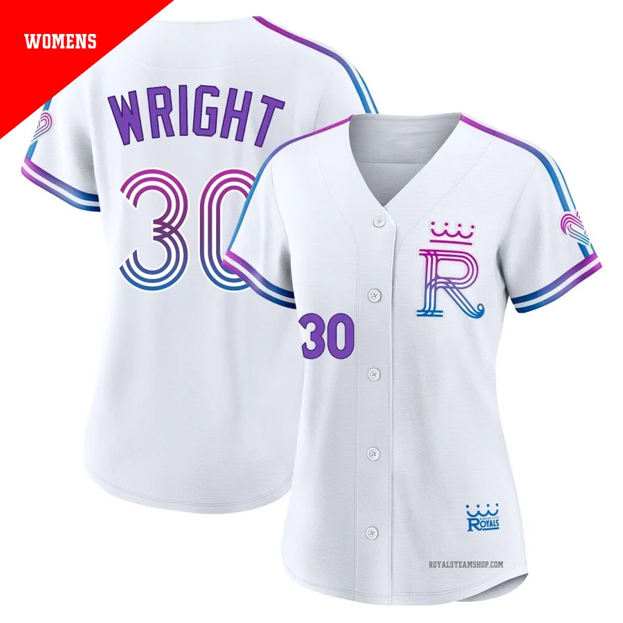 Women's Kansas City Royals ＃30 Kyle Wright White Authentic 2026 City Connect Stadium Jersey