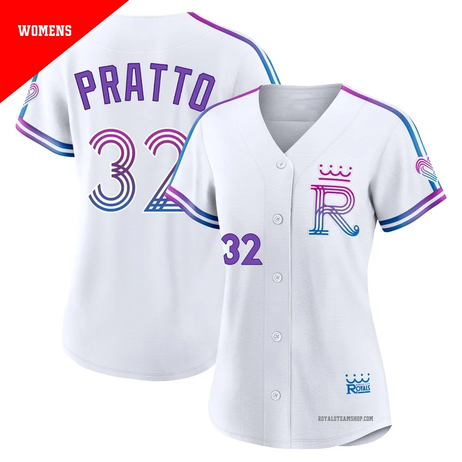 Women's Kansas City Royals ＃32 Nick Pratto White Authentic 2026 City Connect Stadium Jersey