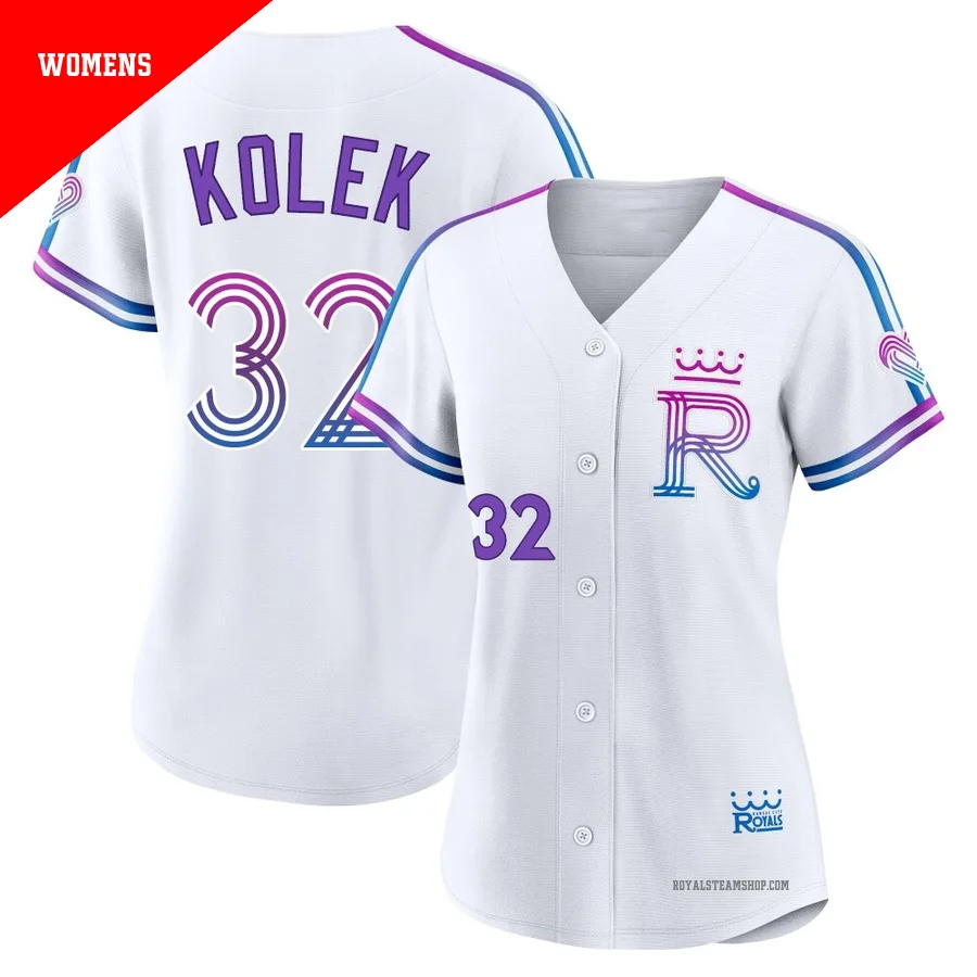Women's Kansas City Royals ＃32 Stephen Kolek White Authentic 2026 City Connect Stadium Jersey