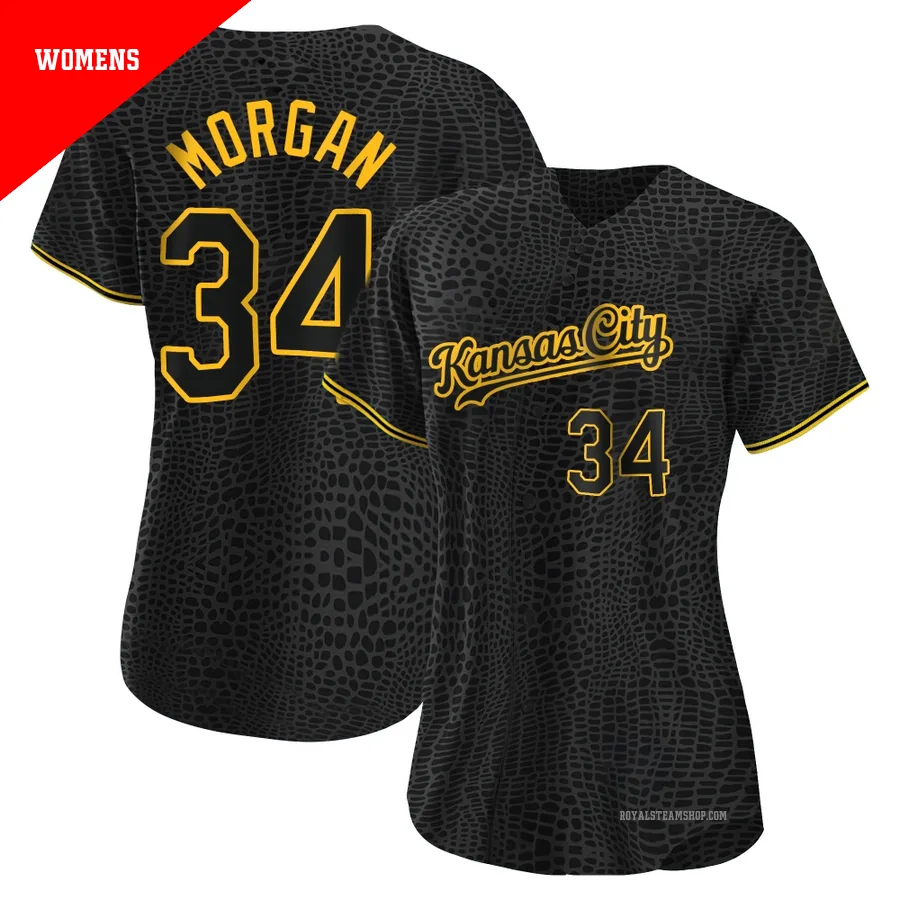 Women's Kansas City Royals ＃34 Eli Morgan Black Authentic Snake Skin City Jersey