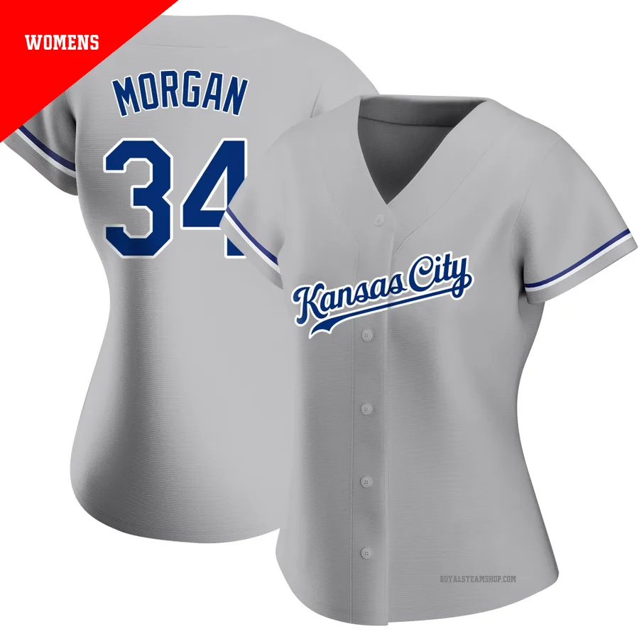 Women's Kansas City Royals ＃34 Eli Morgan Gray Authentic Road Jersey
