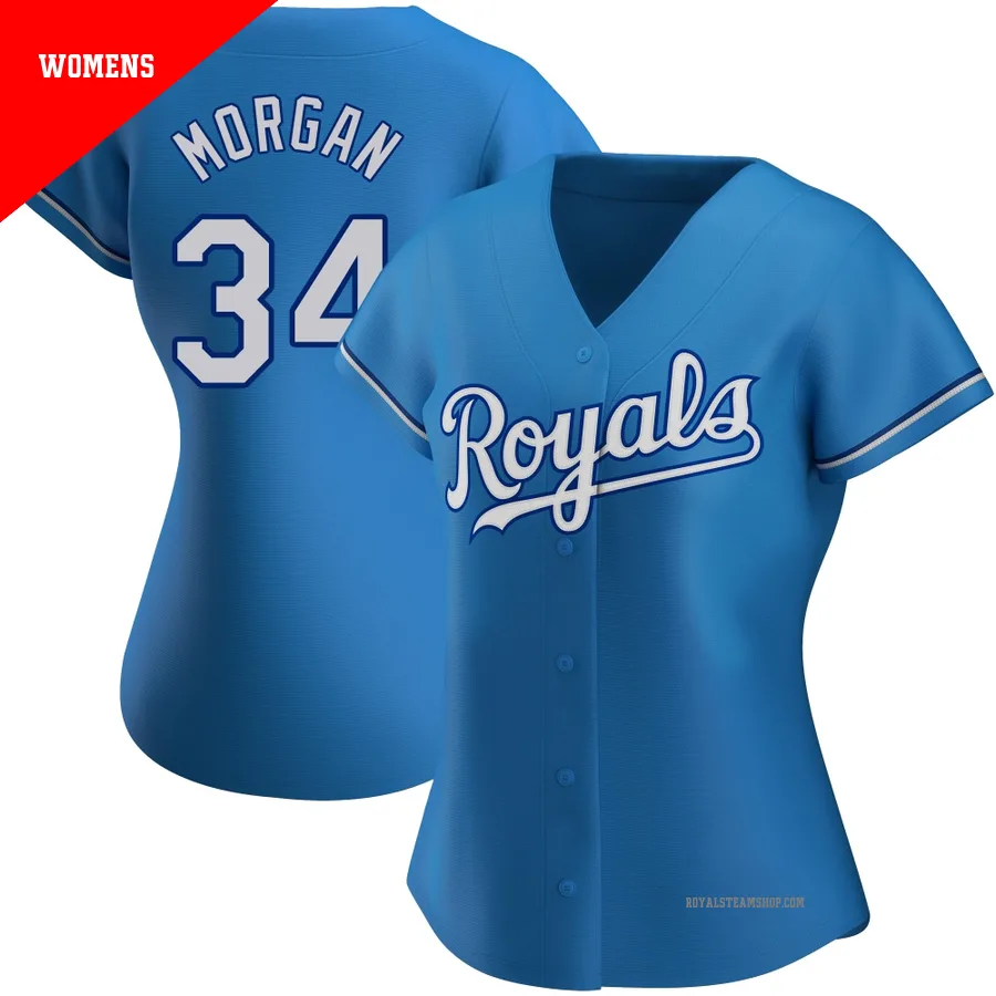 Women's Kansas City Royals ＃34 Eli Morgan Light Blue Replica Alternate Jersey