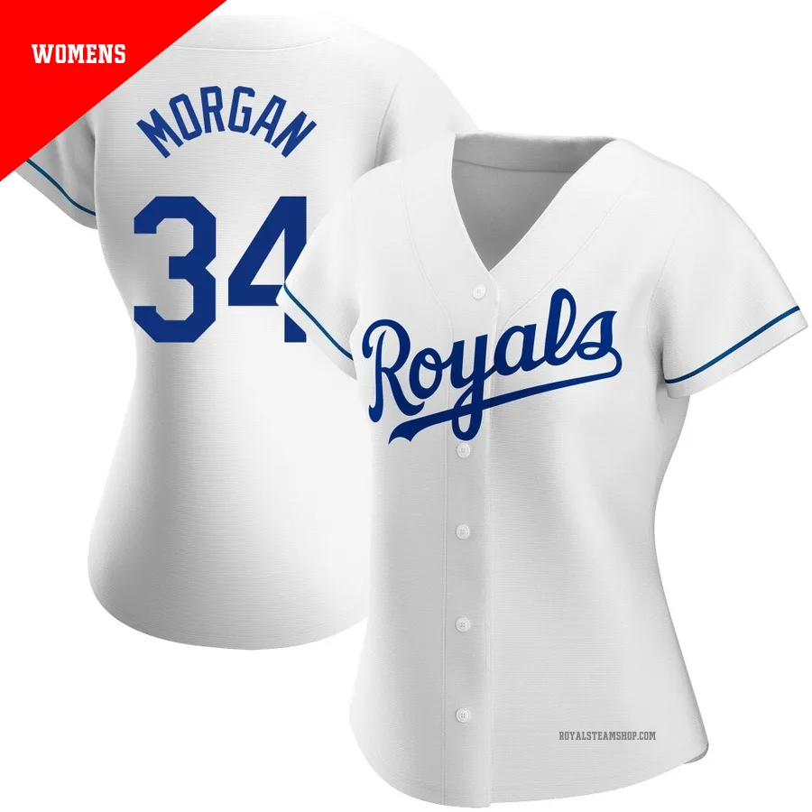 Women's Kansas City Royals ＃34 Eli Morgan White Replica Home Jersey