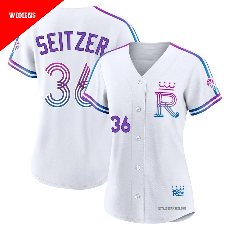 Women's Kansas City Royals ＃36 Kevin Seitzer White Authentic 2026 City Connect Stadium Jersey