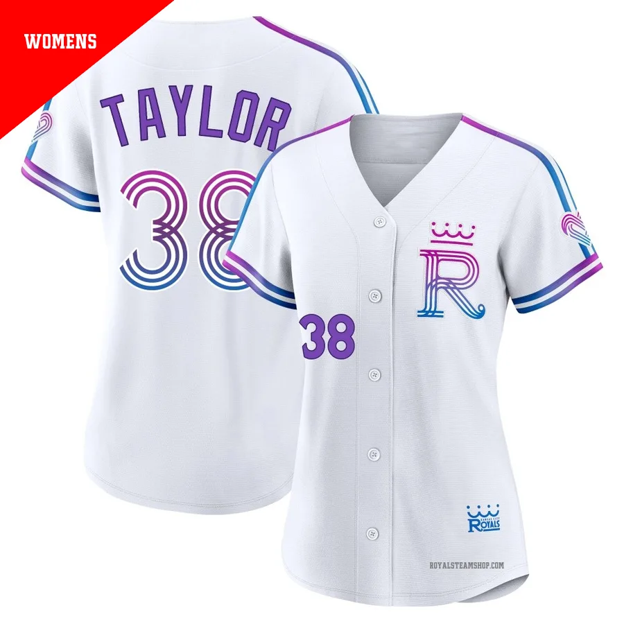 Women's Kansas City Royals ＃38 Josh Taylor White Authentic 2026 City Connect Stadium Jersey