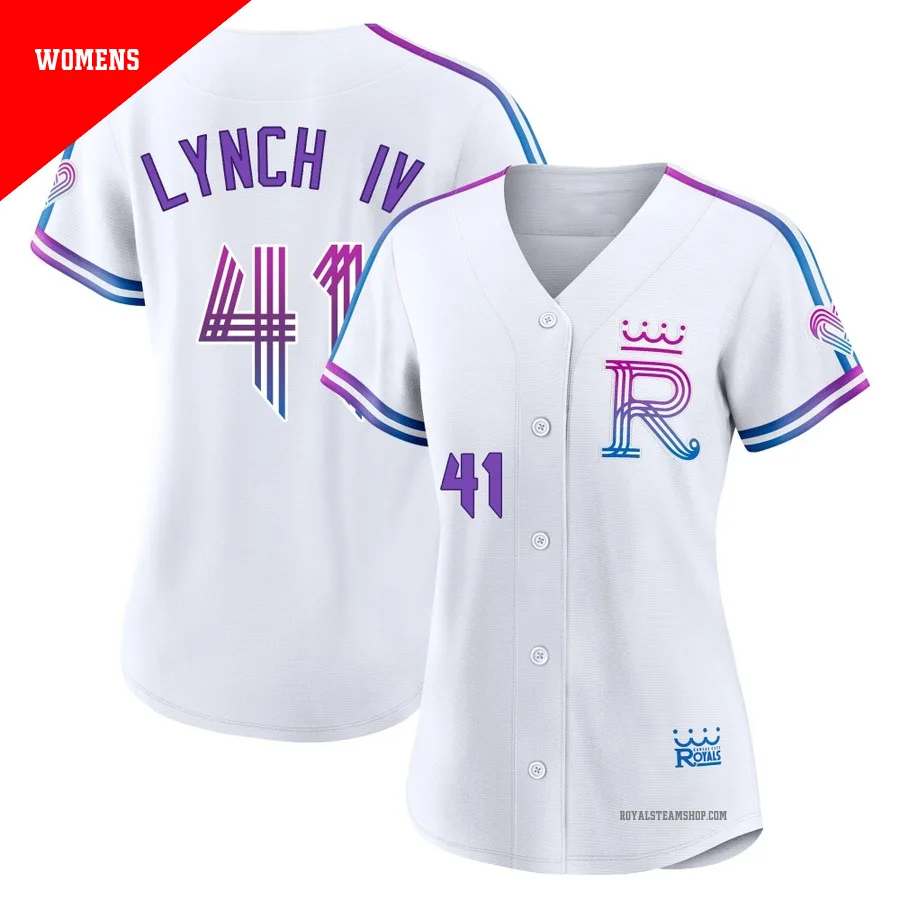Women's Kansas City Royals ＃41 Daniel Lynch IV White Authentic 2026 City Connect Stadium Jersey
