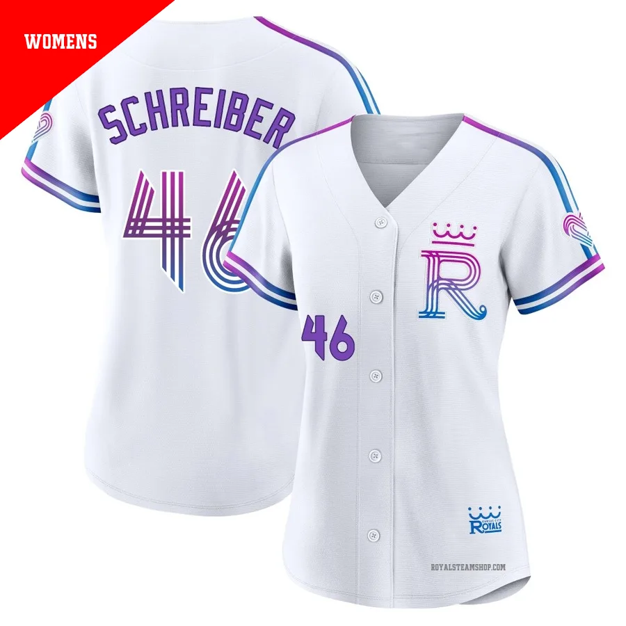Women's Kansas City Royals ＃46 John Schreiber White Authentic 2026 City Connect Stadium Jersey