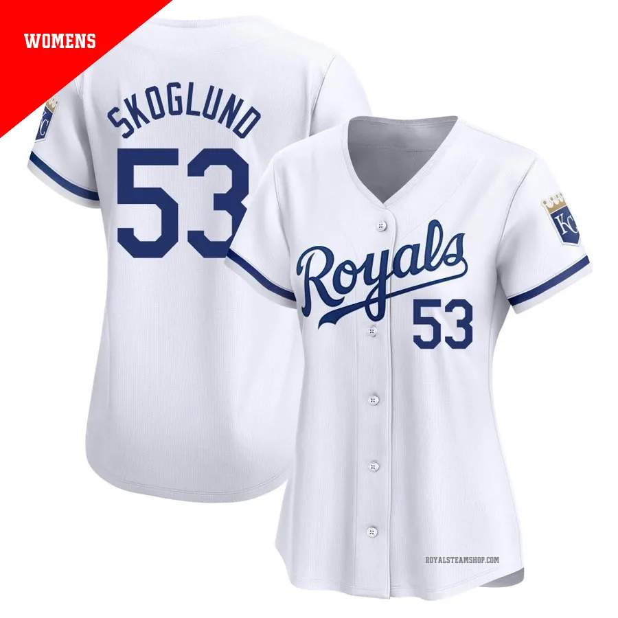 Women's Kansas City Royals ＃53 Eric Skoglund White Limited Home Jersey