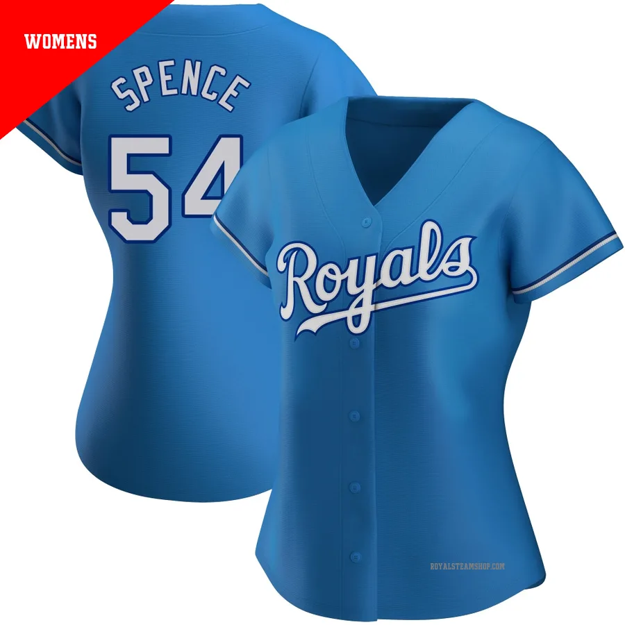 Women's Kansas City Royals ＃54 Mitch Spence Light Blue Replica Alternate Jersey