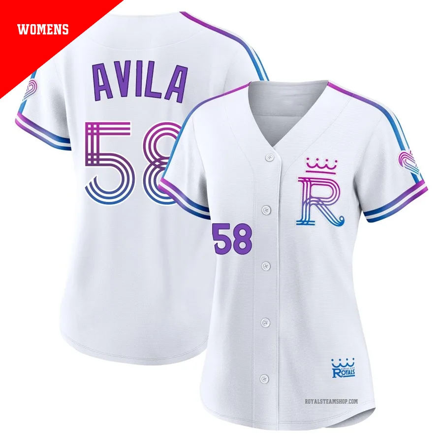 Women's Kansas City Royals ＃58 Luinder Avila White Authentic 2026 City Connect Stadium Jersey