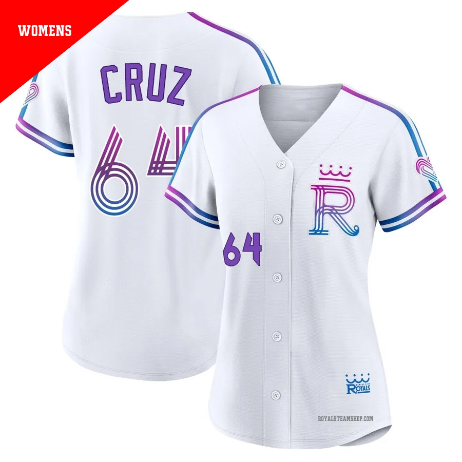 Women's Kansas City Royals ＃64 Steven Cruz White Authentic 2026 City Connect Stadium Jersey