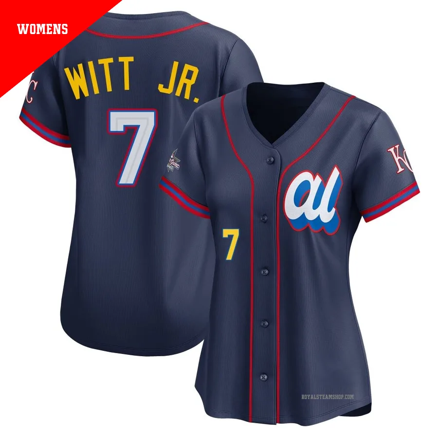 Women's Kansas City Royals ＃7 Bobby Witt Jr. Navy Limited American League 2025 All-Star Edition Jersey