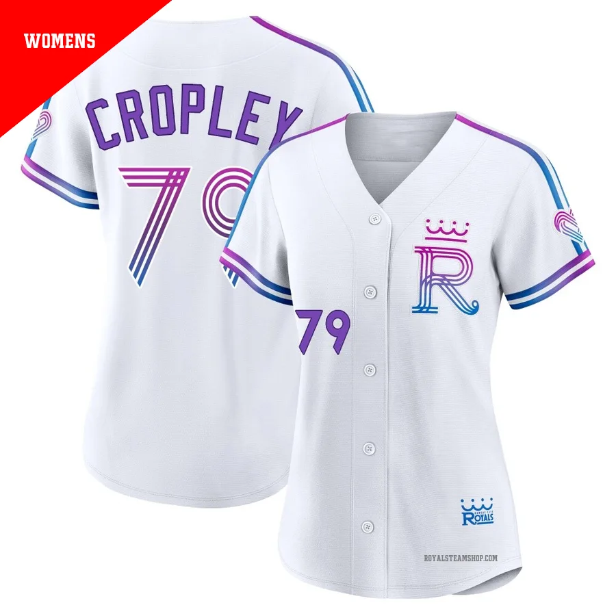 Women's Kansas City Royals ＃79 Tyler Cropley White Authentic 2026 City Connect Stadium Jersey