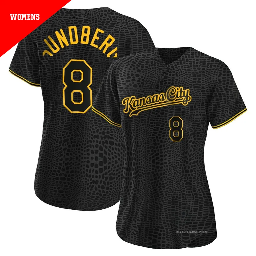 Women's Kansas City Royals ＃8 Jim Sundberg Black Replica Snake Skin City Jersey