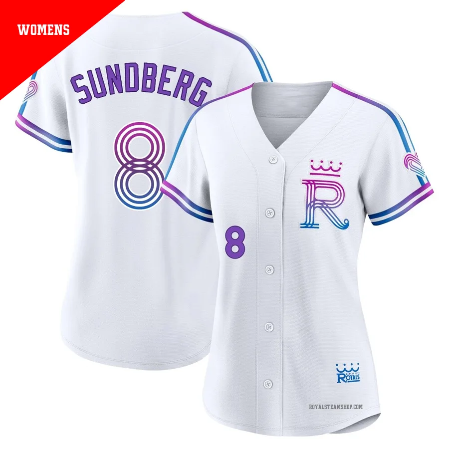 Women's Kansas City Royals ＃8 Jim Sundberg White Authentic 2026 City Connect Stadium Jersey