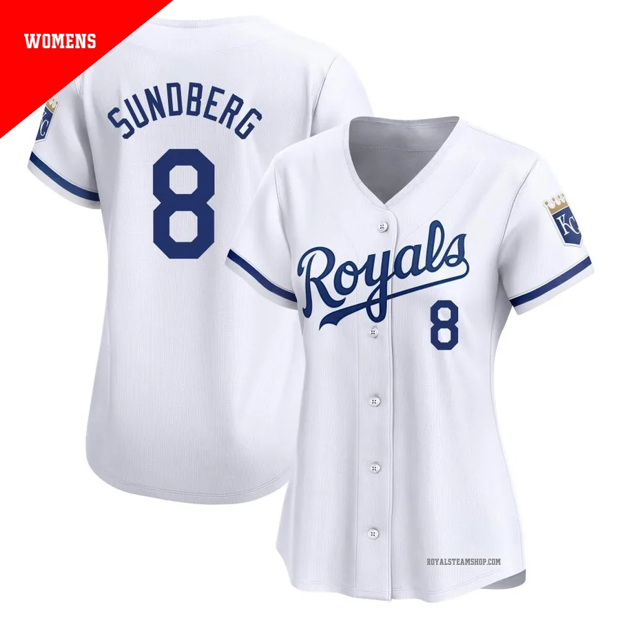 Women's Kansas City Royals ＃8 Jim Sundberg White Limited Home Jersey