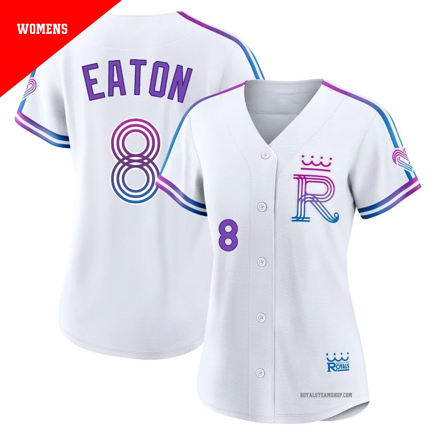 Women's Kansas City Royals ＃8 Nathan Eaton White Authentic 2026 City Connect Stadium Jersey