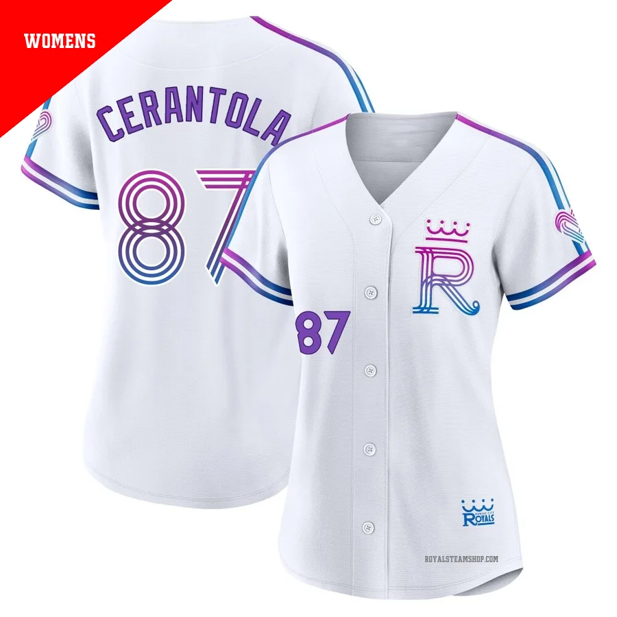 Women's Kansas City Royals ＃87 Eric Cerantola White Authentic 2026 City Connect Stadium Jersey