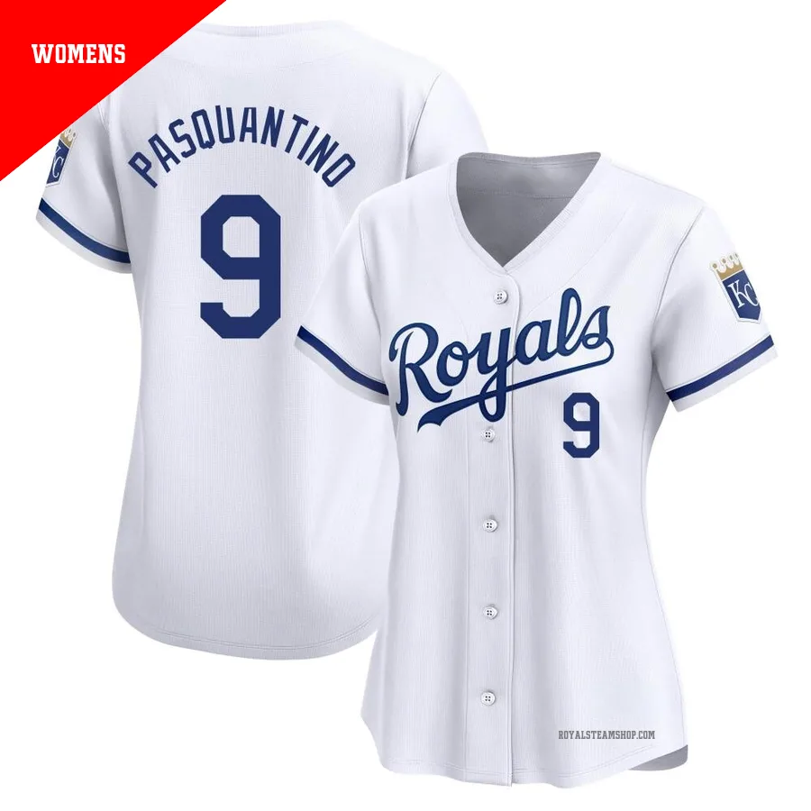 Women's Kansas City Royals ＃9 Vinnie Pasquantino White Limited Home Jersey