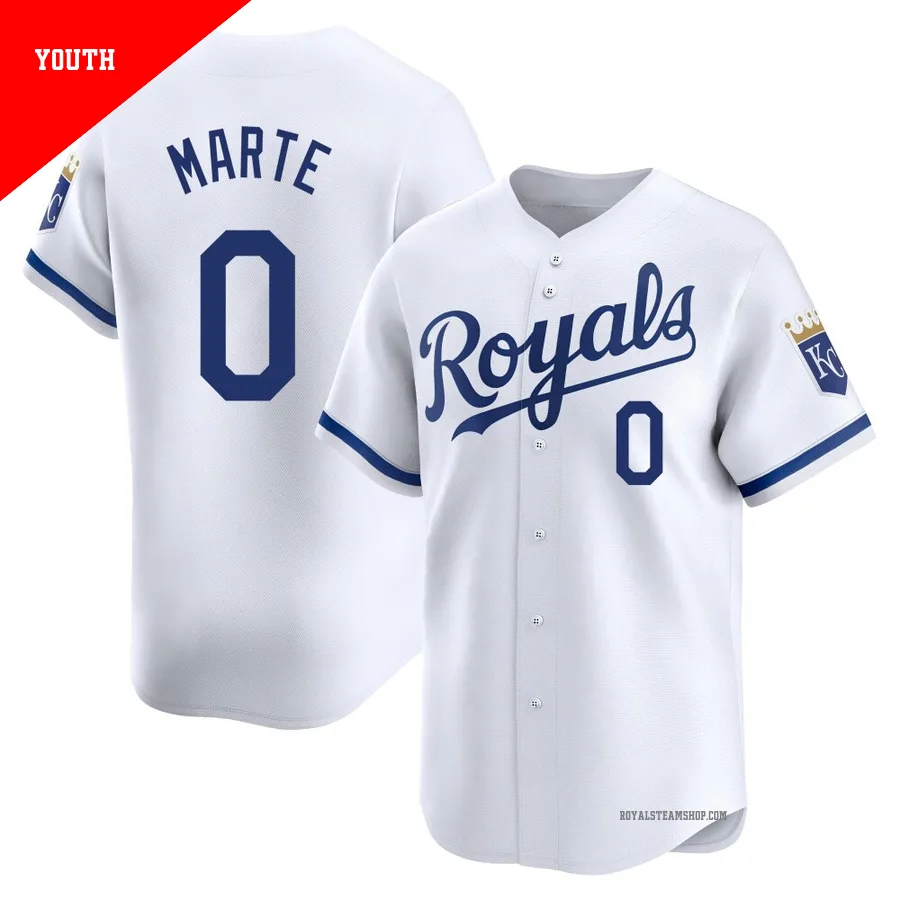 Youth Kansas City Royals ＃0 Starling Marte White Limited Home Jersey