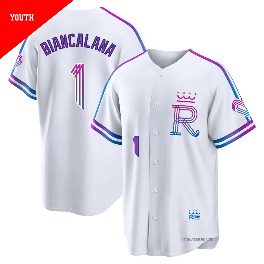 Youth Kansas City Royals ＃1 Buddy Biancalana White Limited 2026 City Connect Stadium Jersey