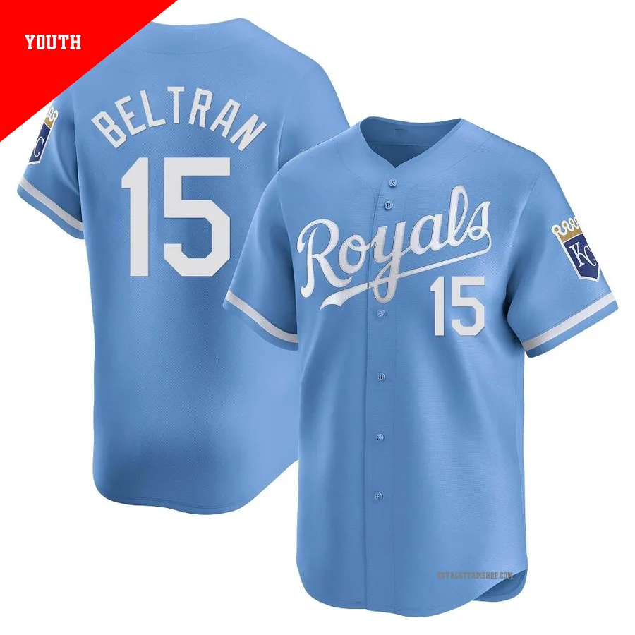 Youth Kansas City Royals ＃15 Carlos Beltran Light Blue Limited Alternate Jersey