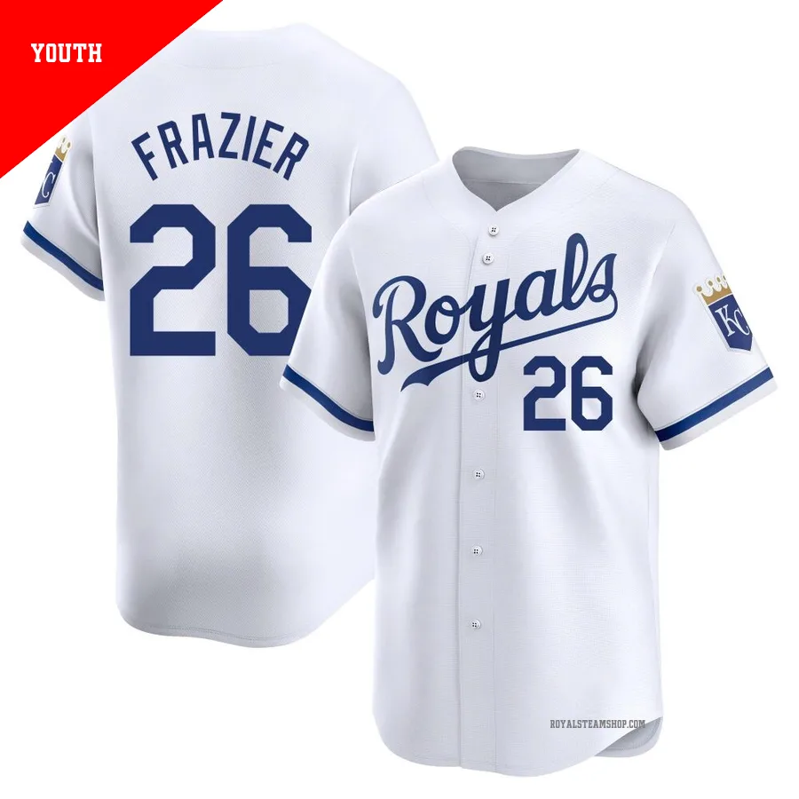 Youth Kansas City Royals ＃26 Adam Frazier White Limited Home Jersey